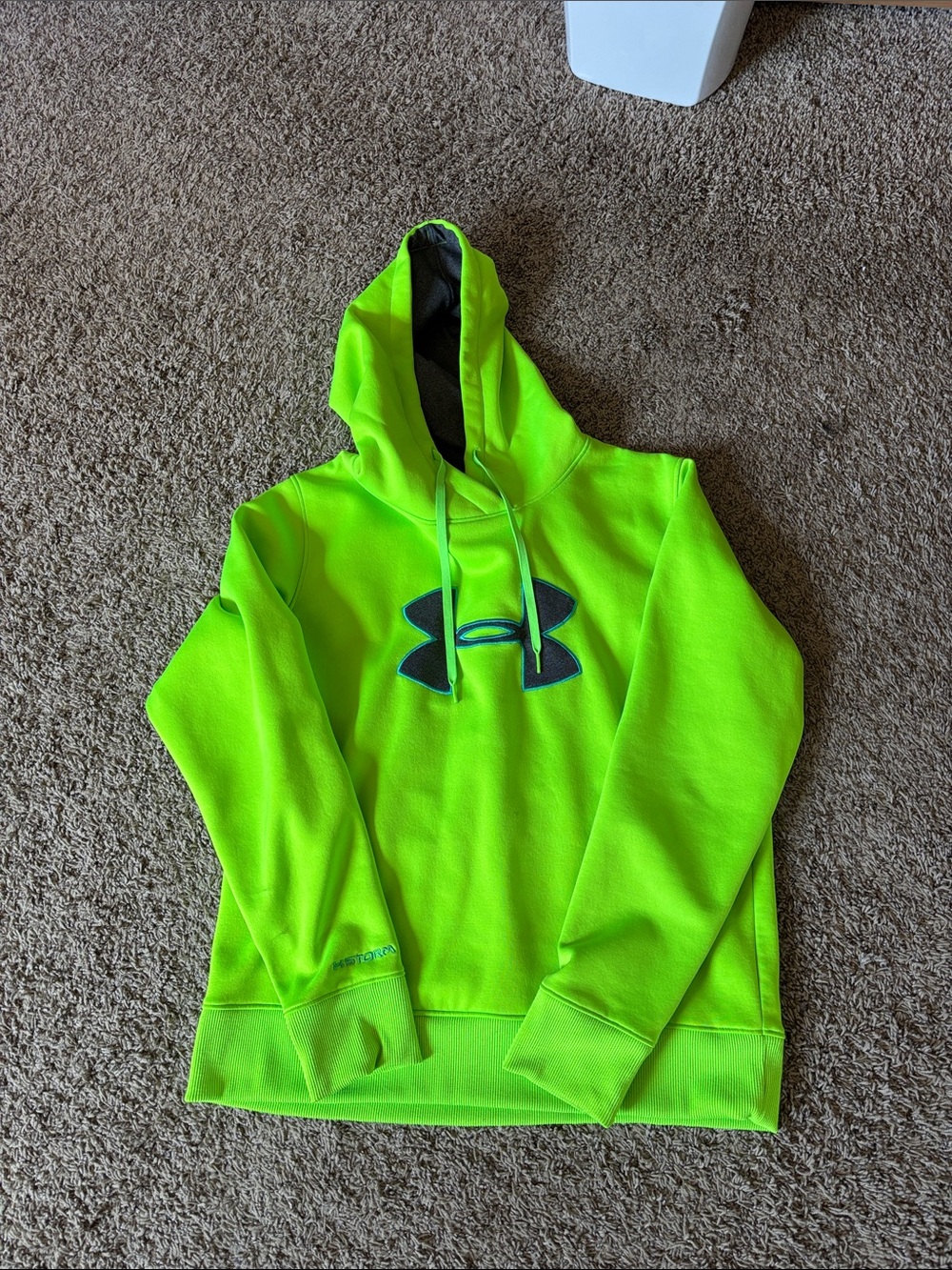 Under Armour Bright Lime Green Pullover Hoodie with Logo